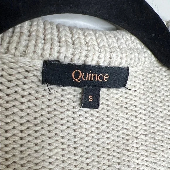 QUINCE 100% Organic Cotton Cropped Polo Sweater in Beige Ivory size Small - Picture 6 of 12